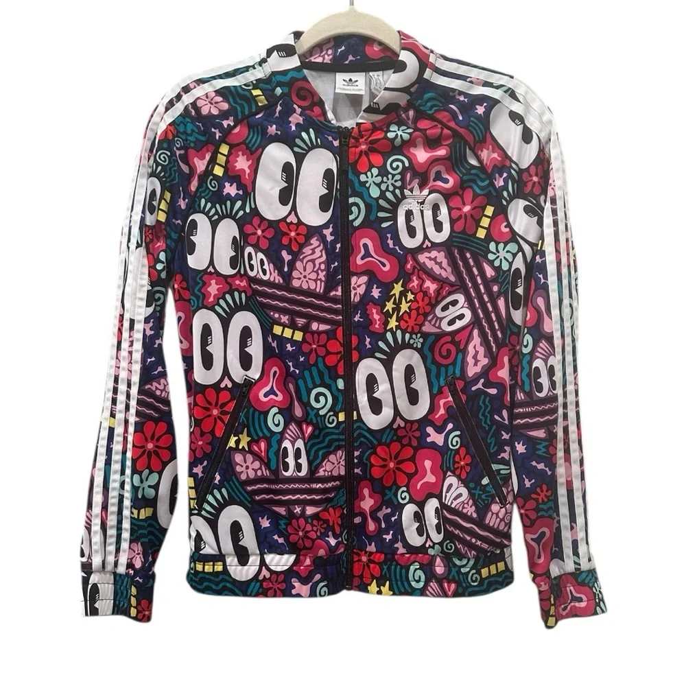 Adidas Hattie Stewart Full Zip Track Full Zip Graphic Jacket Colorful Sz S - Picture 1 of 15